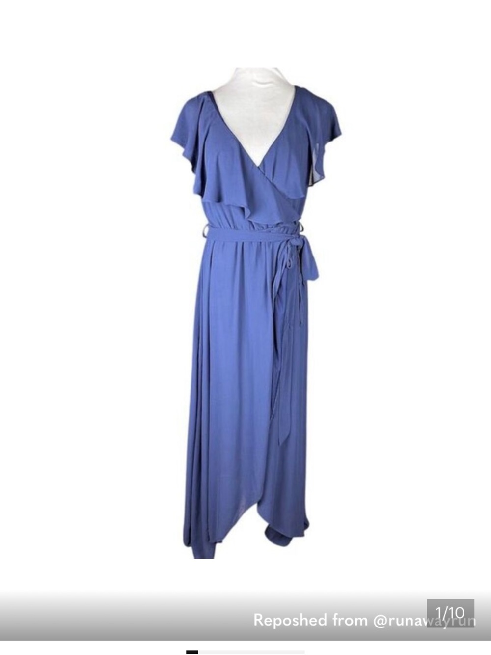Baltic Born Blue Wrap Maxi Dress with Tie Waist